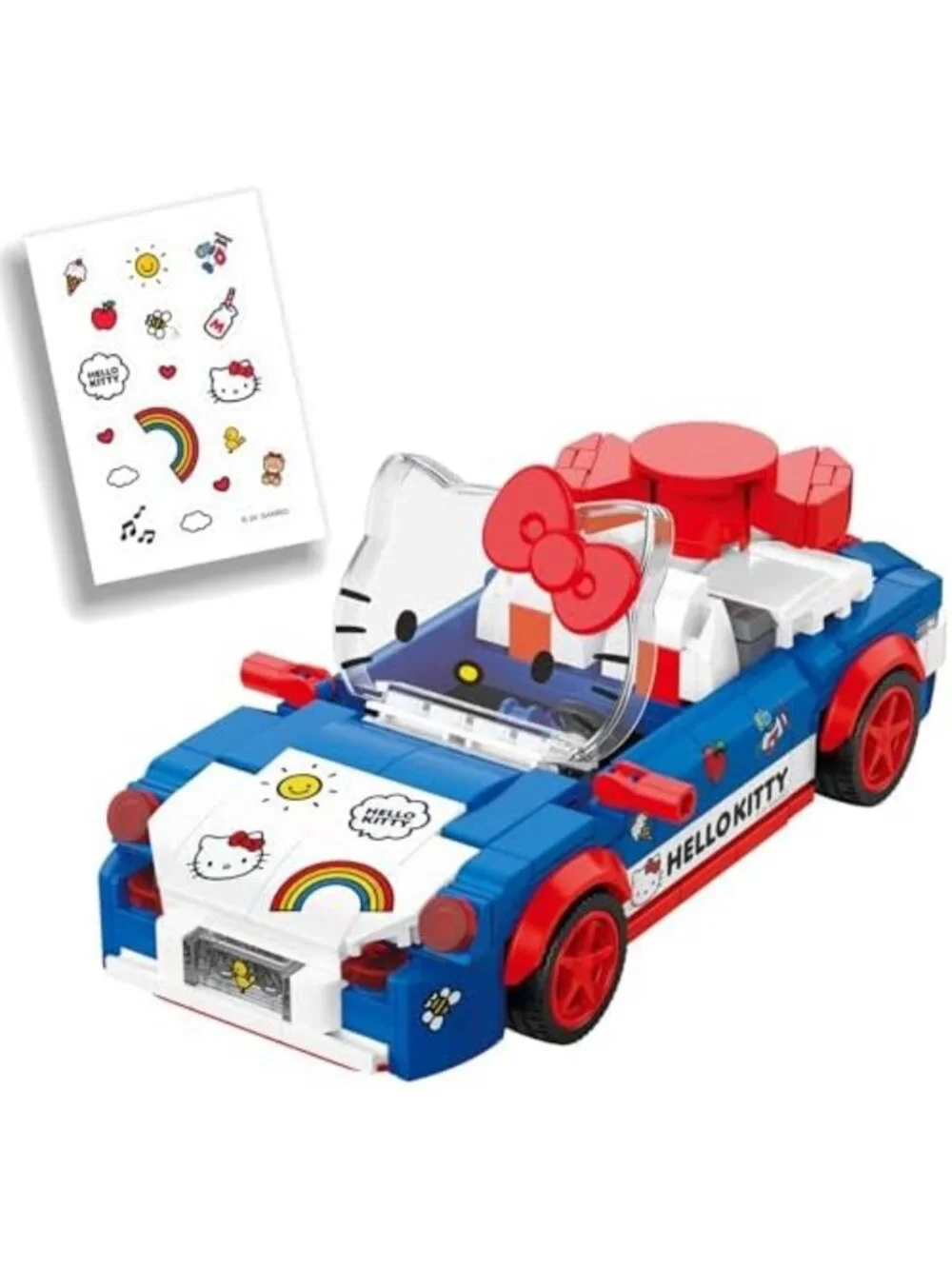 Hello Kitty Convertible Car Building Set - 294-Piece Colorful Brick Kit with
